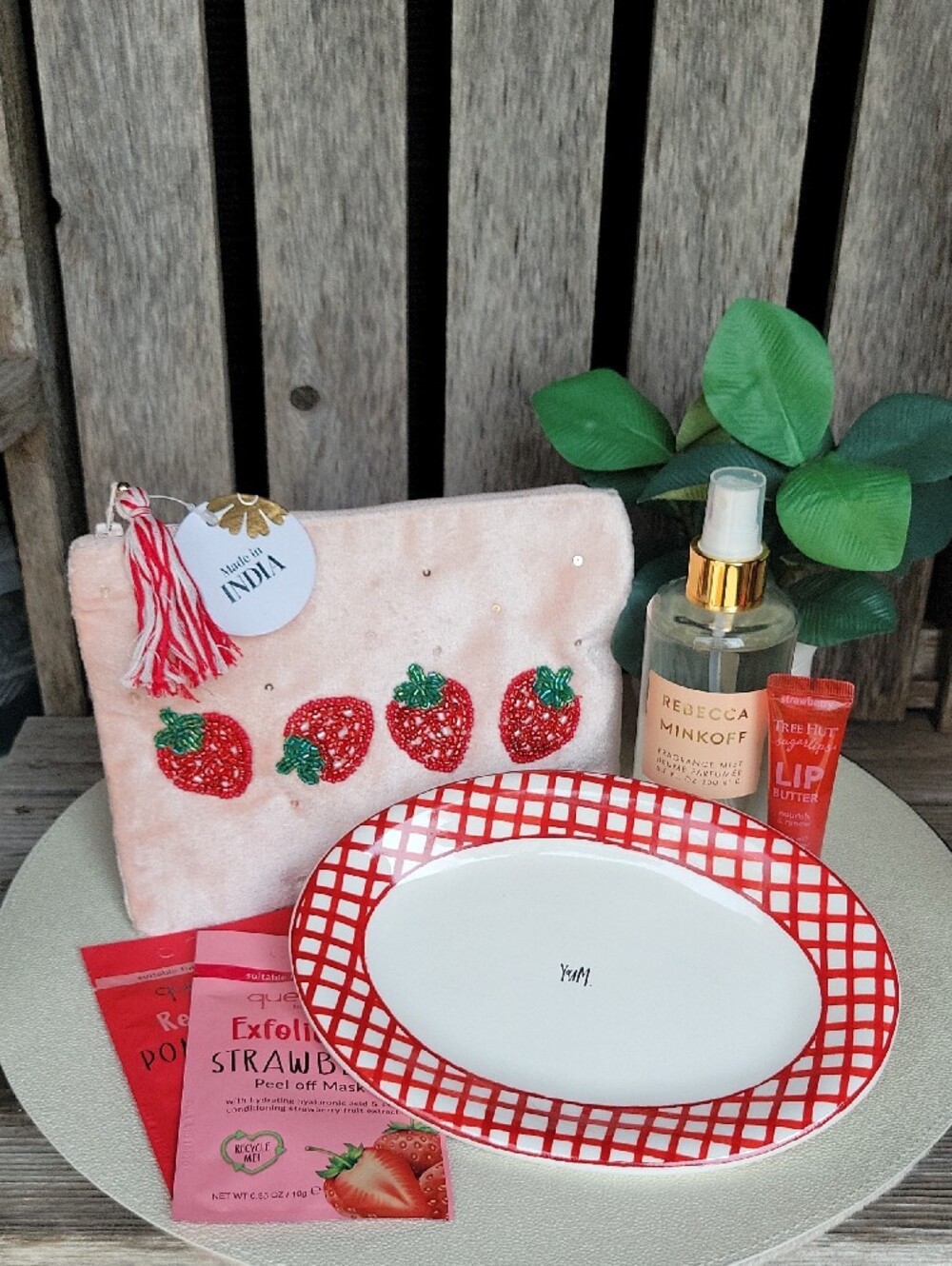 Rebecca Minkoff, Pink Velvet Strawberry Pouch, Rae Dunn, Tree Hut & Que Bella - Picture 2 of 2